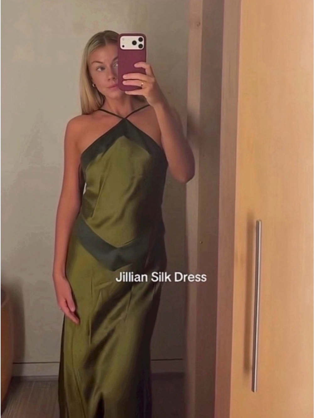 REFORMATION Jillian Silk Dress in Pear 14